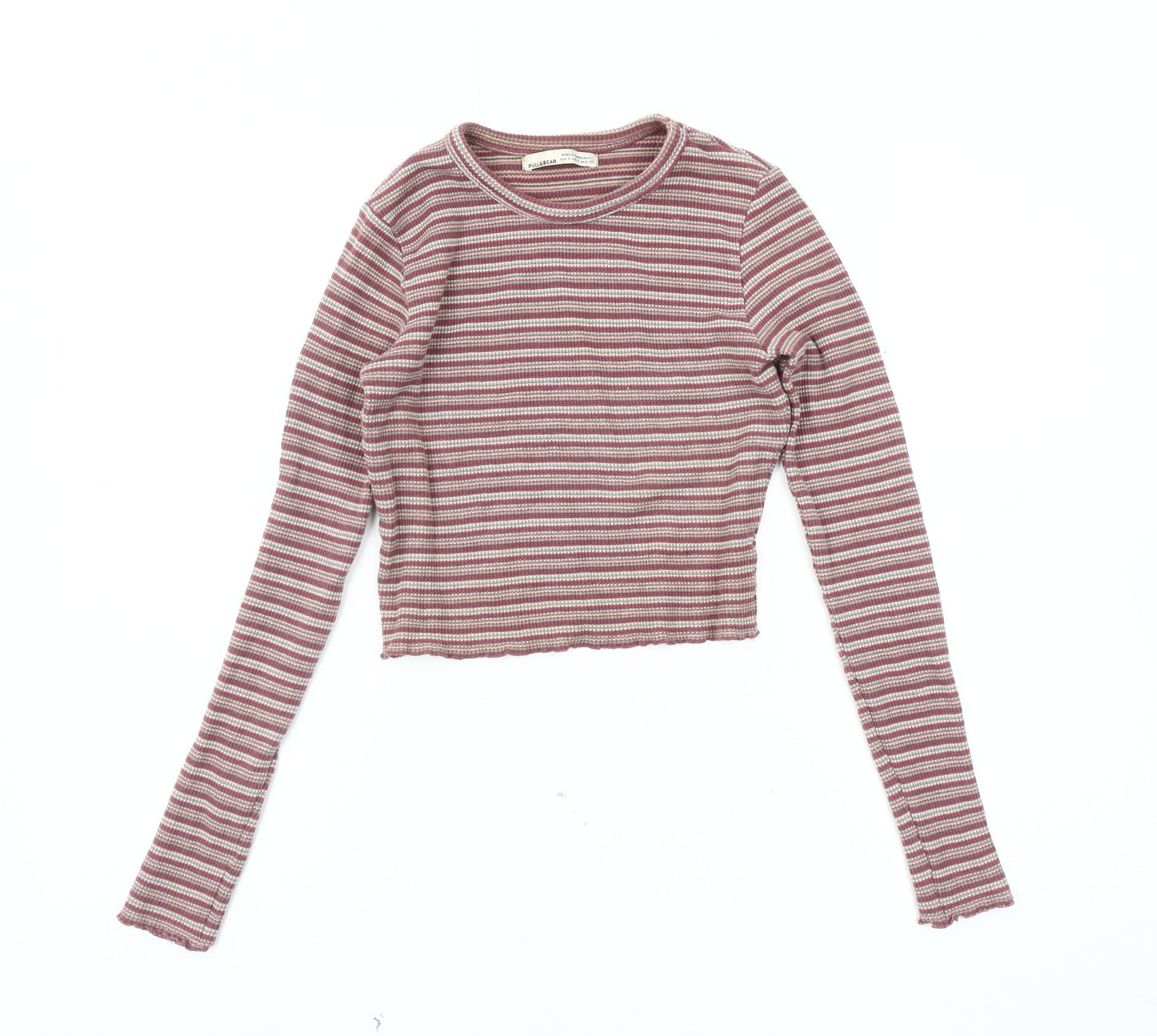 Pull & Bear Women's Multicoloured Striped Cropped Knit Top