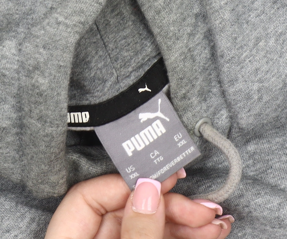 Puma Men's Grey 2XL Pullover Hoodie, Logo Accents