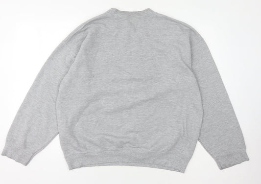 DMC World Men's Grey Graphic Pullover Sweatshirt L