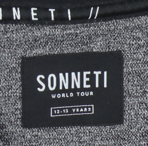 Close-up detail of Sonneti boys’ grey full zip hoodie 12-13 years hooded casual