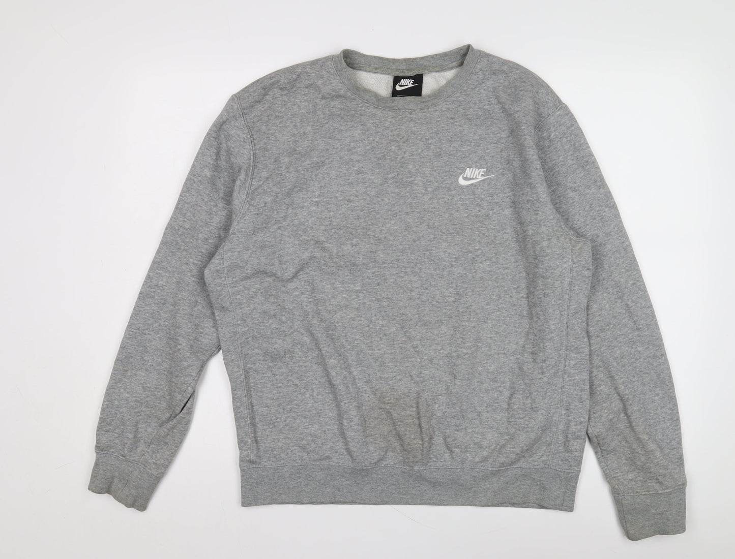 Nike Men's Grey Pullover Sweatshirt M - Logo Crew Neck