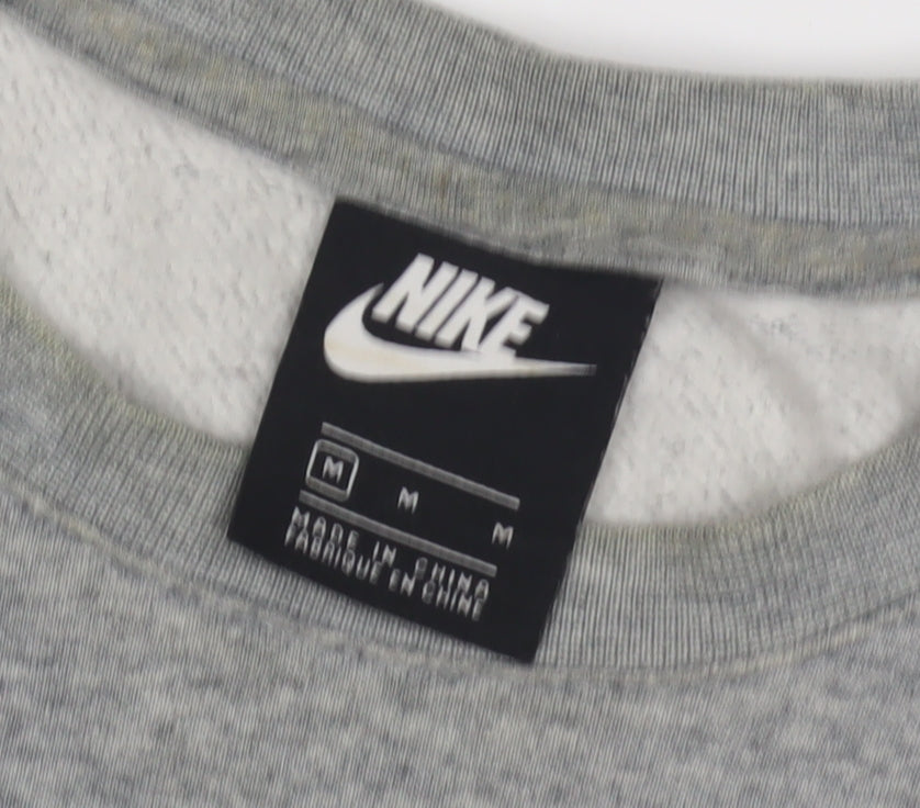 Nike Men's Grey Pullover Sweatshirt M - Logo Crew Neck