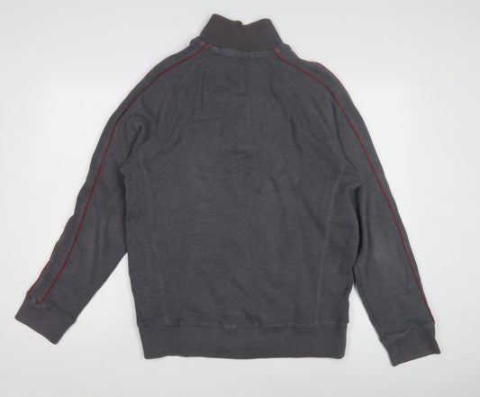 Fat Face Men's Grey Henley Sweatshirt - Size M, Mock Neck