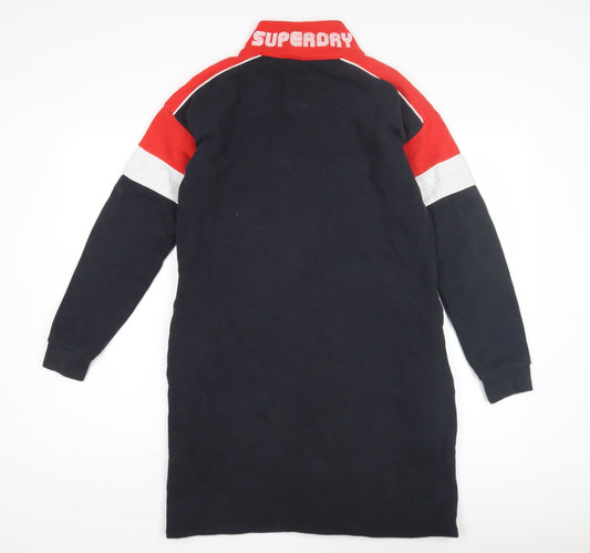 Superdry Women's Black, Red, White Sports Shirt Dress - Size 8