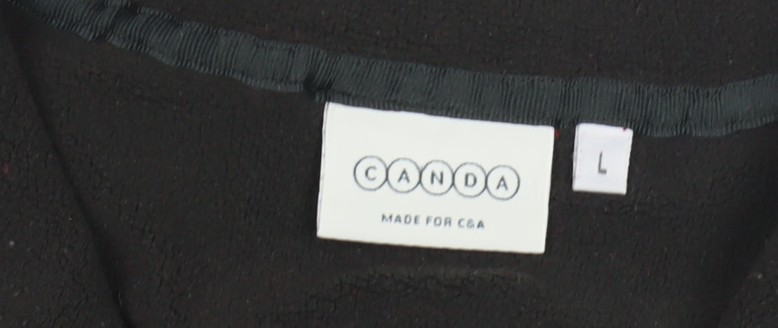 Close-up detail of Canda Men's Red Wool 1/2 Zip Sweatshirt, size L