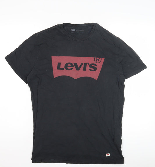 Levi's Black Men's T-Shirt, Short Sleeve, M, Cotton