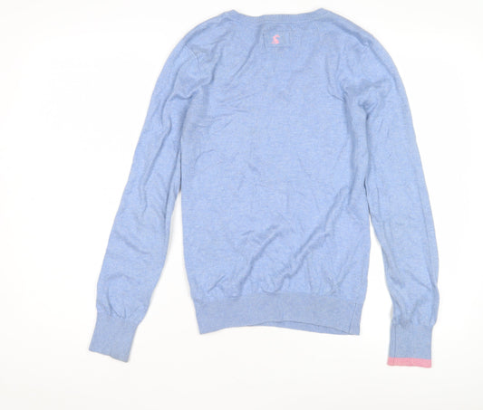 Joules Women's Blue V-Neck Wool Pullover Size 6
