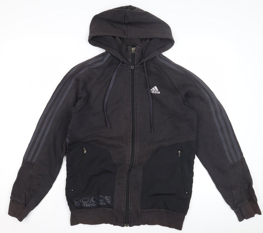 Additional front view of Adidas Men's Black Hoodie S Full Zip Logo