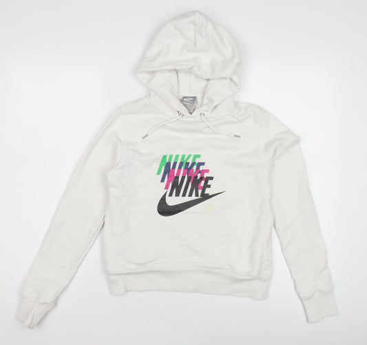 Womens UK 8 Regular Nike White Pullover Hoodie