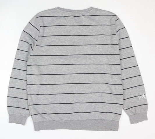 Disney Women's Grey Striped Pullover Sweatshirt M