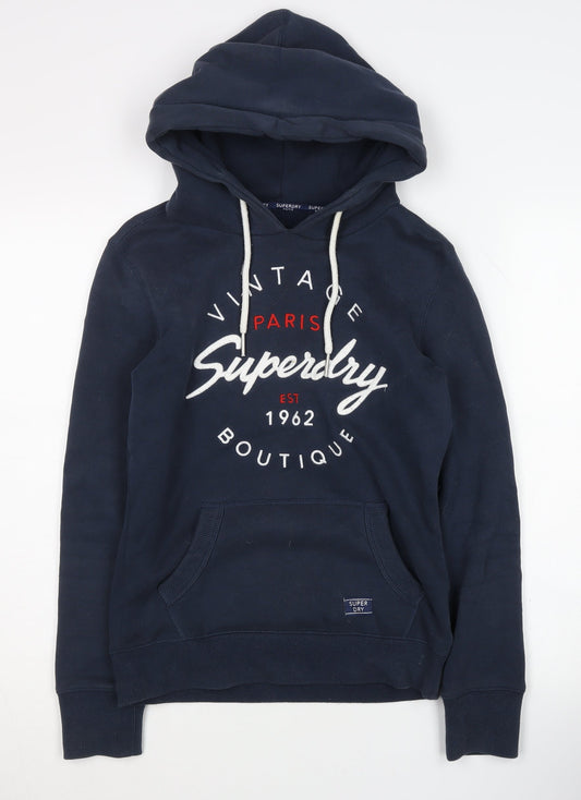 Womens UK 6 Regular Superdry Blue Pullover Hoodie