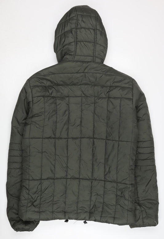 Blend Men's Green Puffer Jacket M Hooded Casual