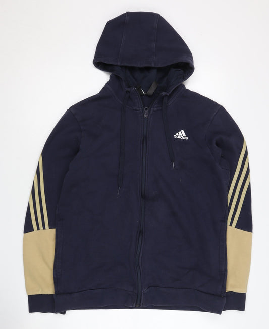 Adidas Men's Blue Full Zip Hoodie - L