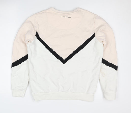 Jack Wills Women's Beige Colourblock Sweatshirt - Size 8