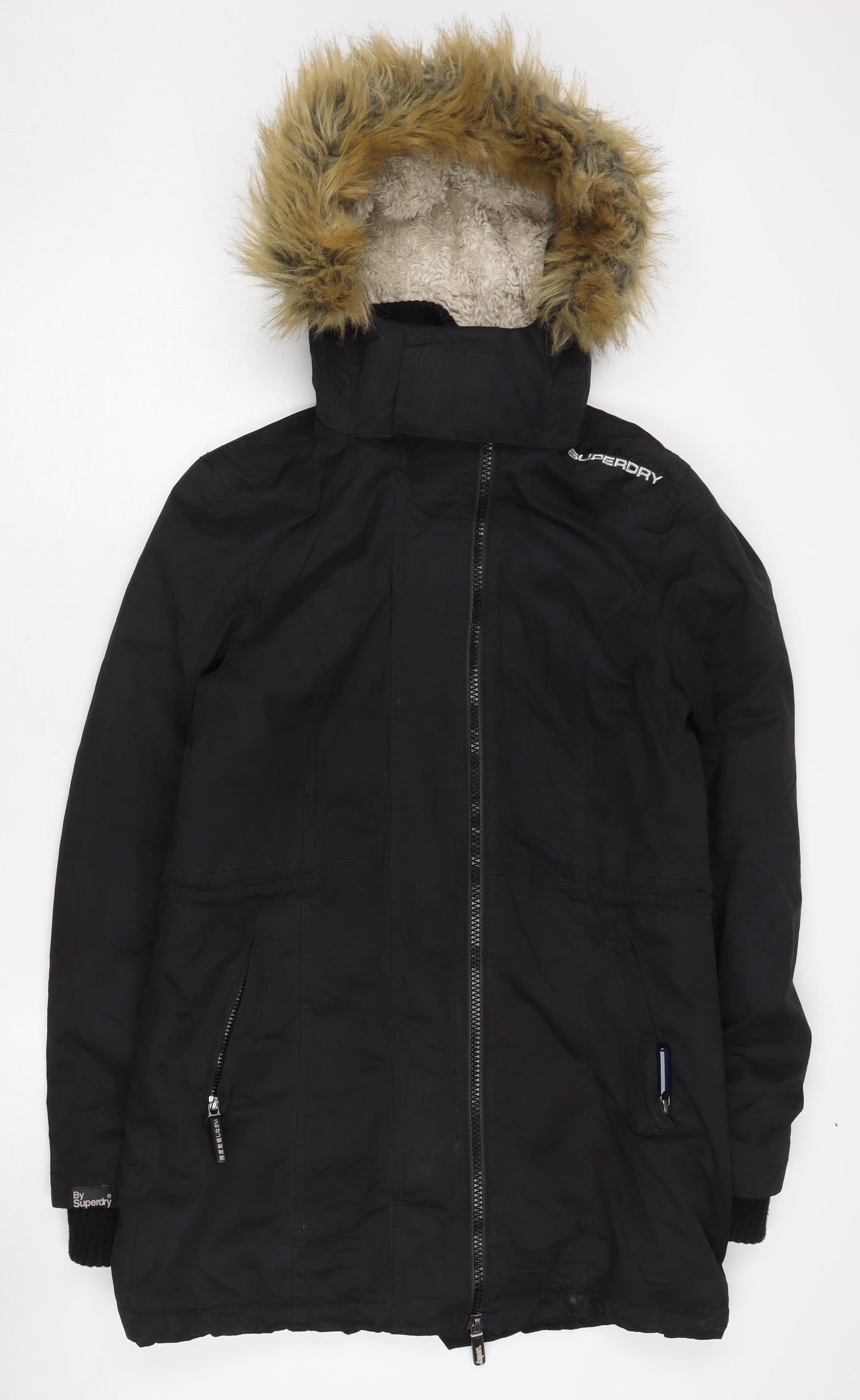 Superdry Women's Black Parka, M, Fur Trim, Hooded