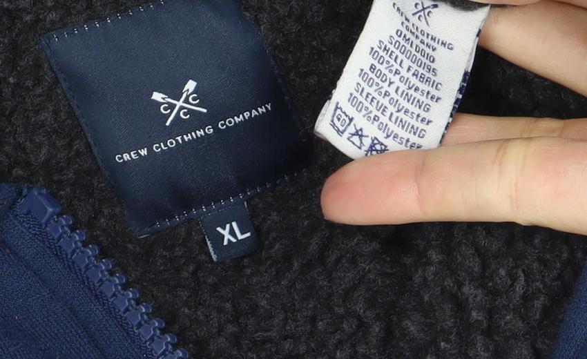Crew Clothing Company Men's Blue XL Full Zip Hoodie