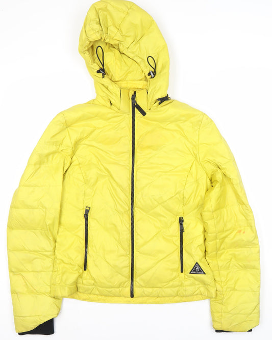 Jack Wills Women's Yellow Puffer Jacket Size 10