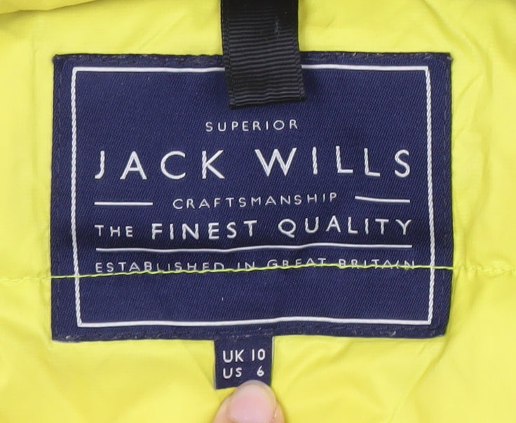 Jack Wills Women's Yellow Puffer Jacket Size 10