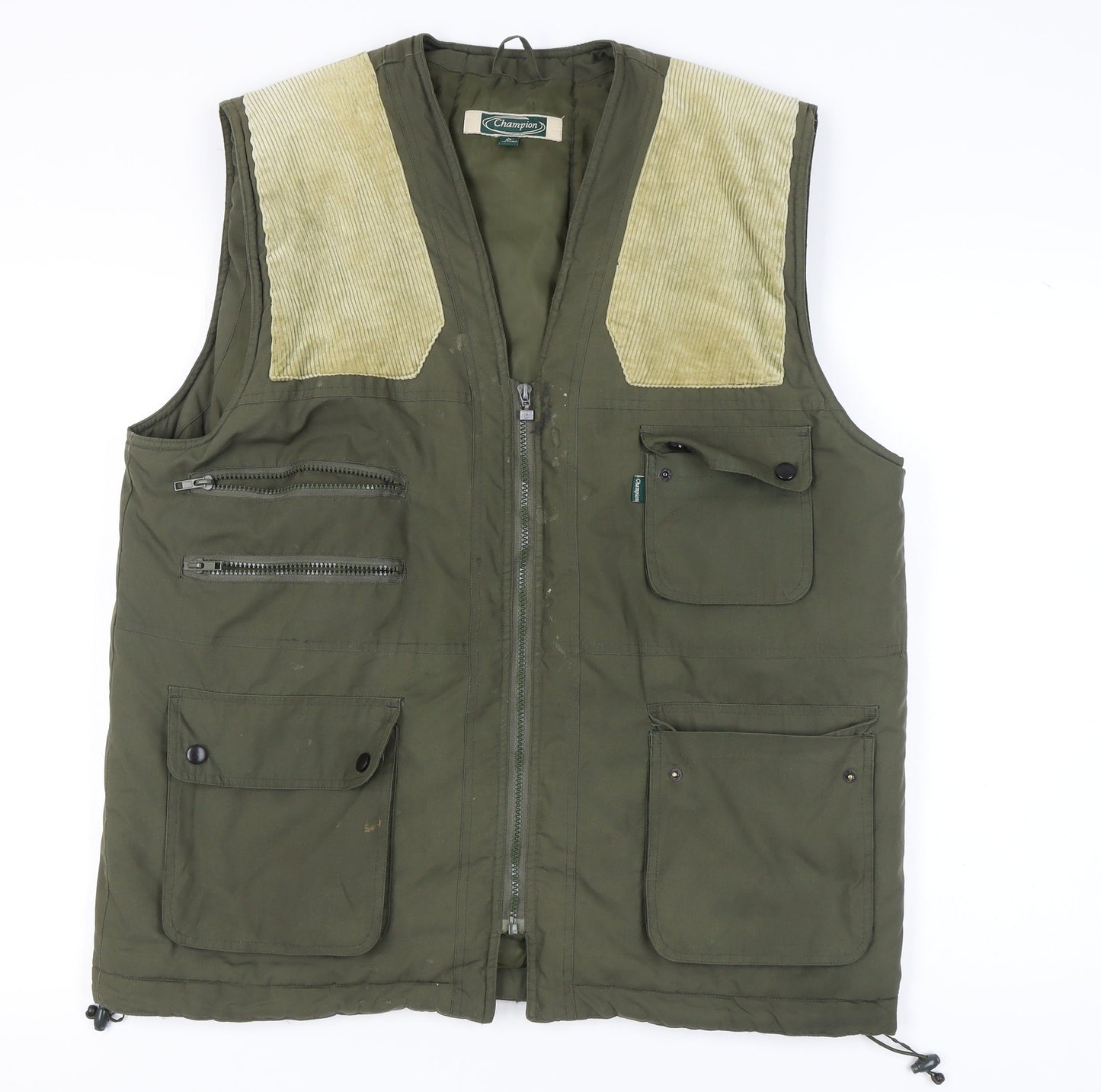 Champion Men's Green Waistcoat L Casual Zip Pockets