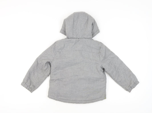The Little White Company Boys Grey Hooded Puffer Jacket 5-6 Years