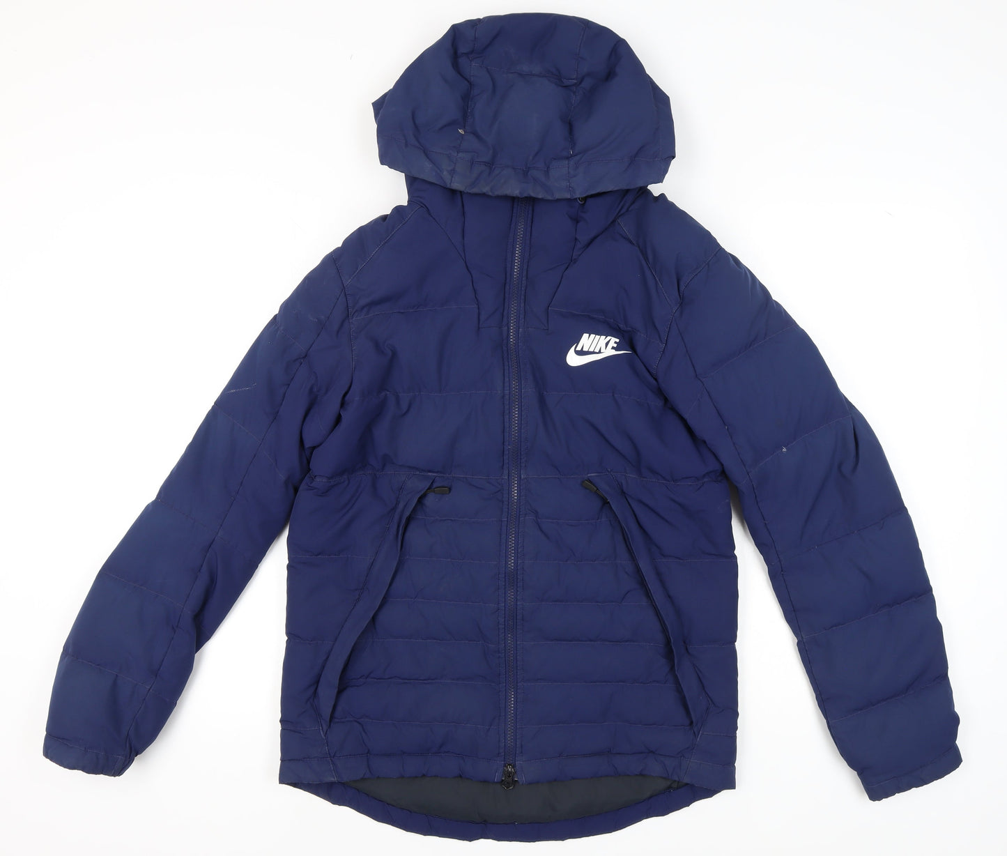 Nike Men's Blue Hooded Puffer Jacket Size S