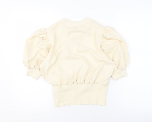 French Connection Women's Ivory Puff Sleeve Blouse Size S