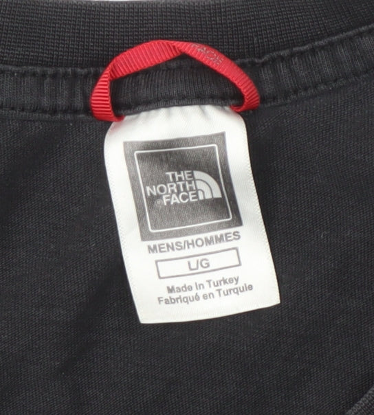 The North Face Men's Black Cotton T-Shirt, Size L, Logo Accent