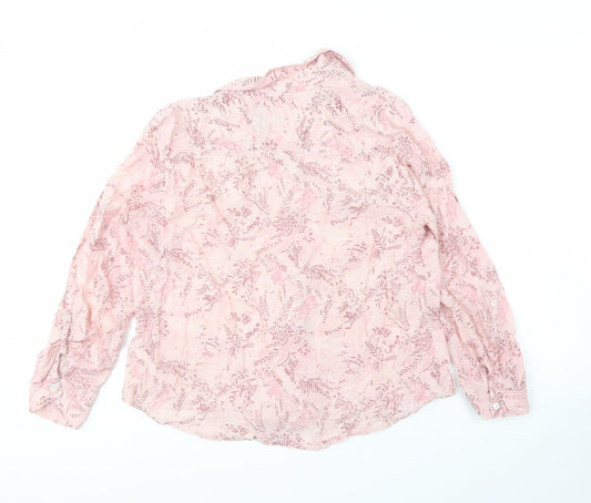 Womens UK Size 18 Maine New England Pink Cotton Button-Up