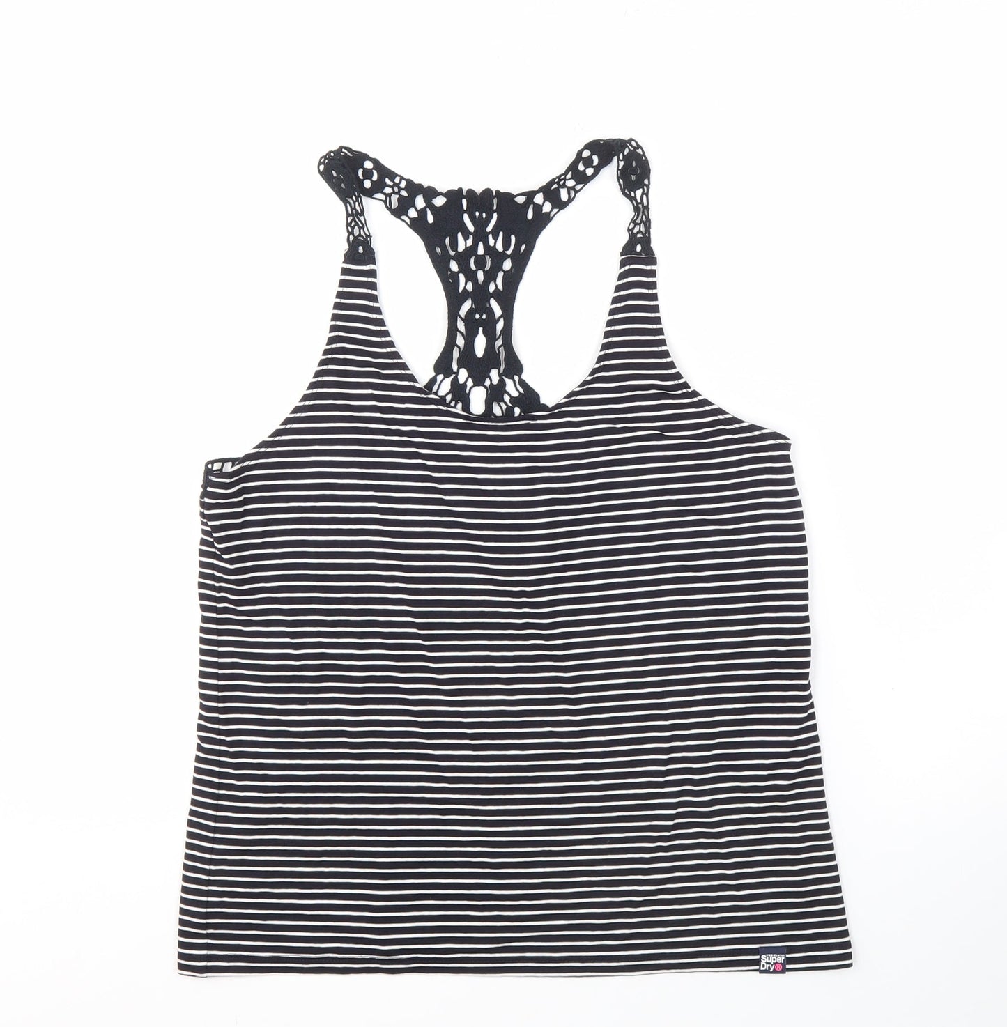 Superdry Women's Black Striped Tank Top - Medium