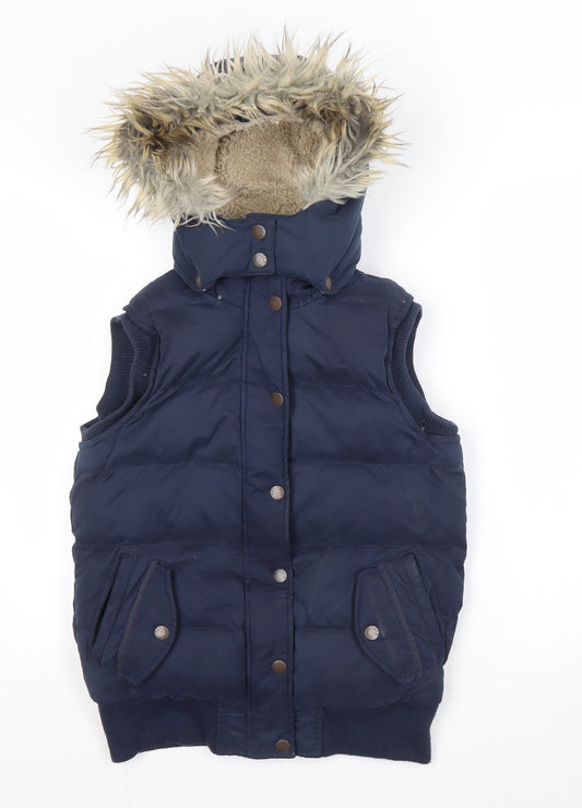 FatFace Women's Blue Hooded Waistcoat Size 8