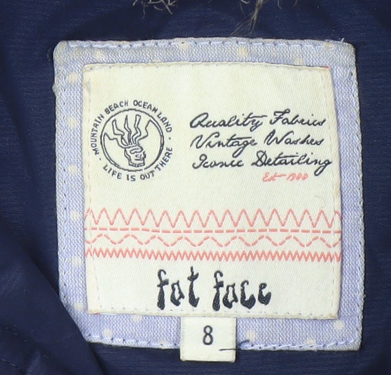 Fat Face Women's Blue Hooded Waistcoat Size 8