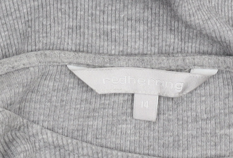 Red Herring Grey Long Sleeve Ruffle T-Shirt - Size 14