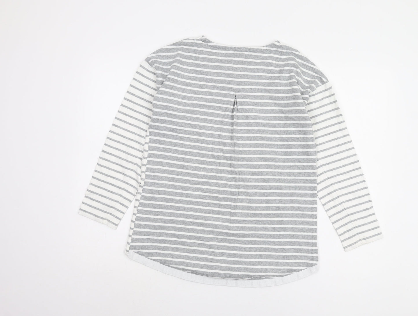 Joules Women's Grey Striped Long Sleeve T-Shirt UK 12
