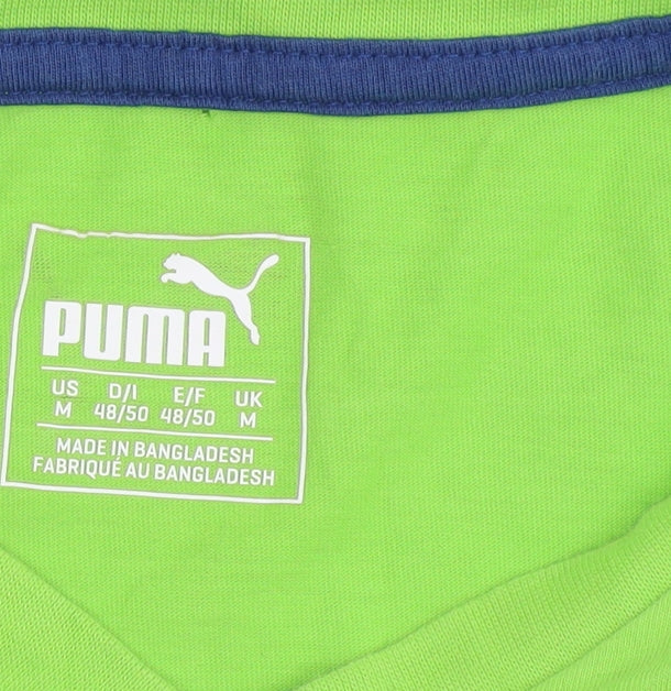 Puma Men's Green V-Neck T-Shirt M