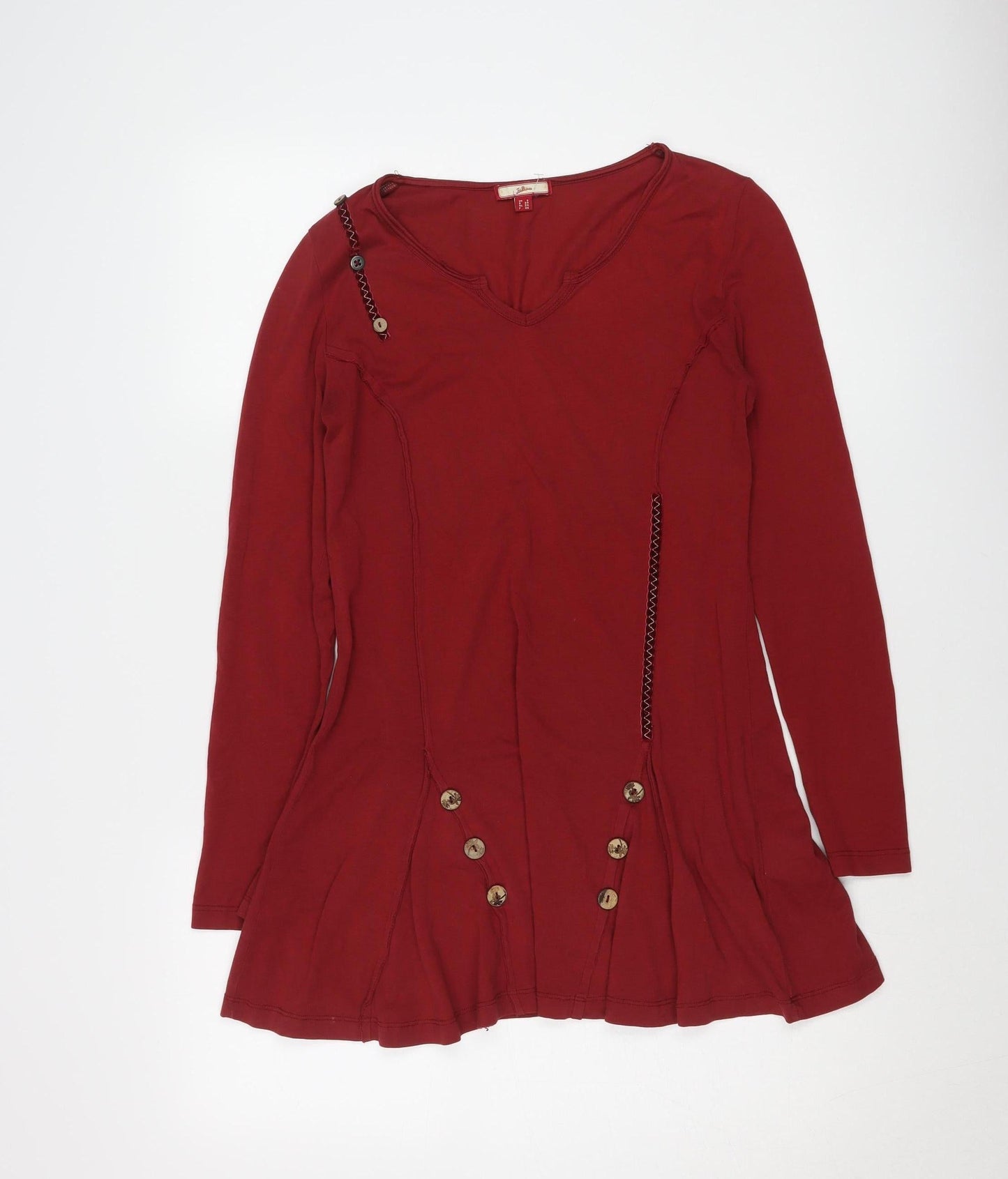 Joe Browns Women's Red Tunic, Size 8, V-Neck, Button Accent
