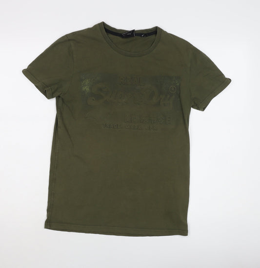 Mens UK Size S Superdry Green Cotton T-Shirt
