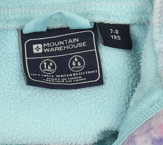 Close-up detail of Mountain Warehouse girls’ multicoloured soft shell jacket 7-8 years