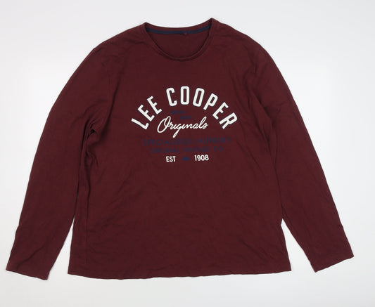 Additional front view of Lee Cooper Men's Red 2XL Long Sleeve T-Shirt