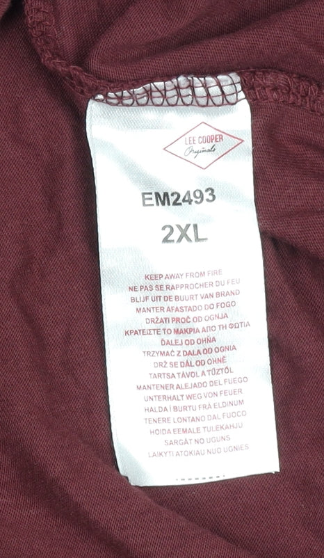 Brand and care label for Lee Cooper Men's Red 2XL Long Sleeve T-Shirt