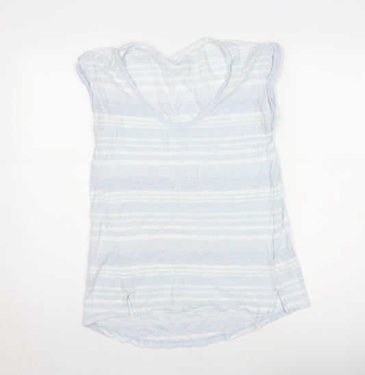 Gap Women's Blue Striped V-Neck T-Shirt - Size M