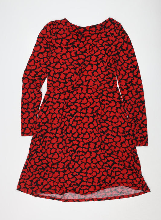 Boden Red Animal Print Dress, Size 12, Women's, Jersey
