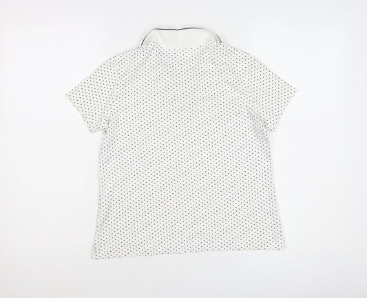 Womens UK Size XS Lands' End White 100% Cotton Polo