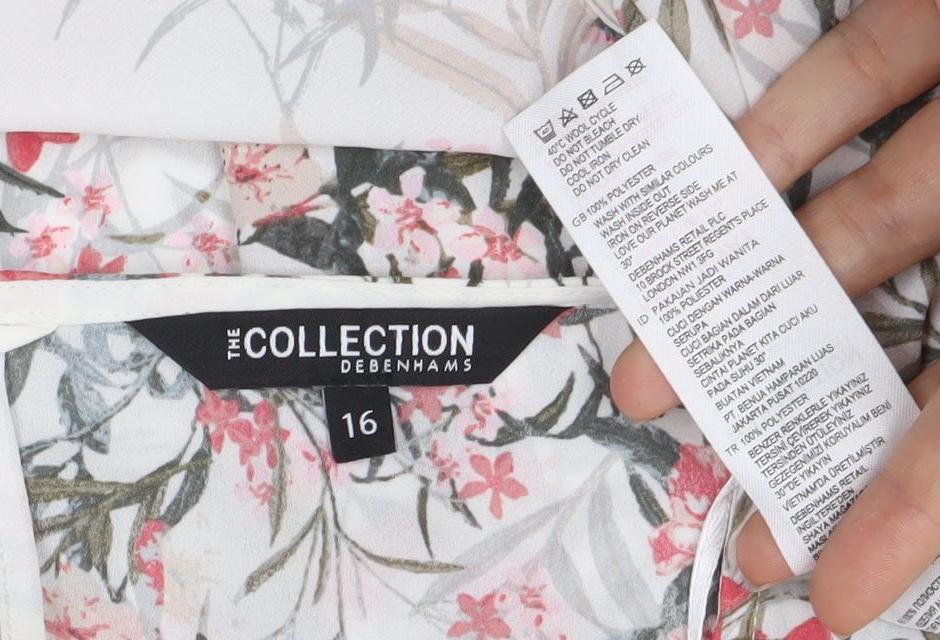 Close-up detail of The Collection Debenhams women’s multicoloured top, size UK 16