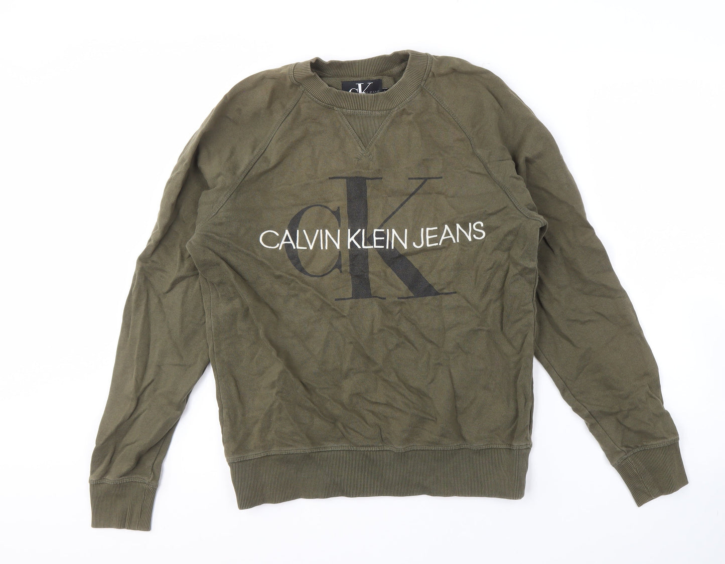 Calvin Klein Men's Green Pullover Sweatshirt - L