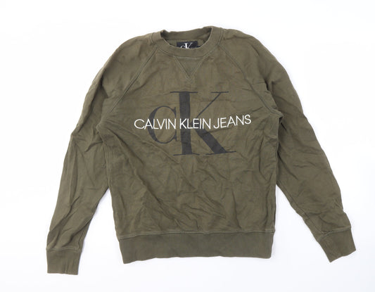 Calvin Klein Men's Green Pullover Sweatshirt - L