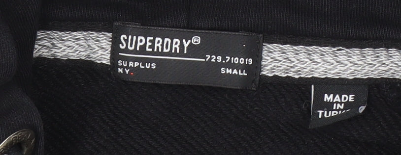 Superdry Men's Black Pullover Hoodie Size S with Logo