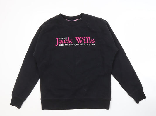 Jack Wills Women's Black Pullover Sweatshirt Size 6
