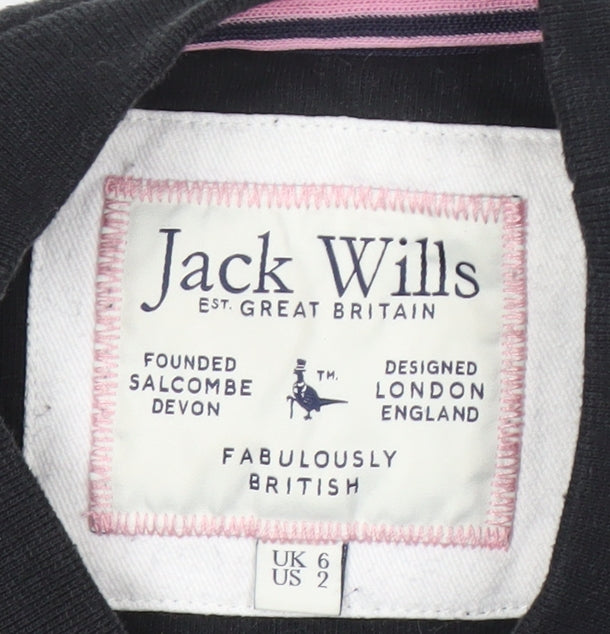 Womens UK 6 Regular Jack Wills Black Pullover Sweatshirt