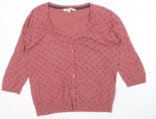 Fat Face Women's Pink Floral Cardigan Size 12