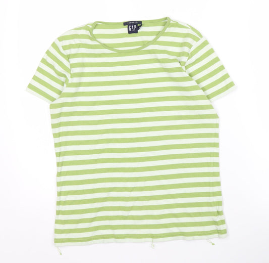 Gap Women's Green Striped T-Shirt Size M Basic